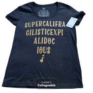 Disney Black Tee with Gold Lettering